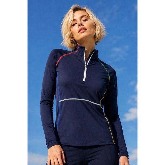 RLX Ralph Lauren Tops - RLX Ralph Lauren Womens Navy Quarter Zip Pullover Long Sleeve Athletic Top SZ S